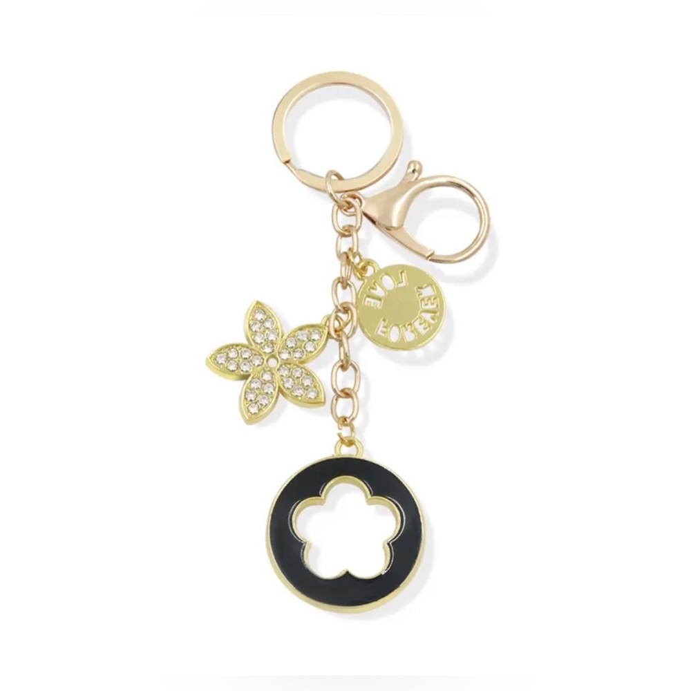 Fashion Flower Clover Keychain letter Love Forever Rhinestone